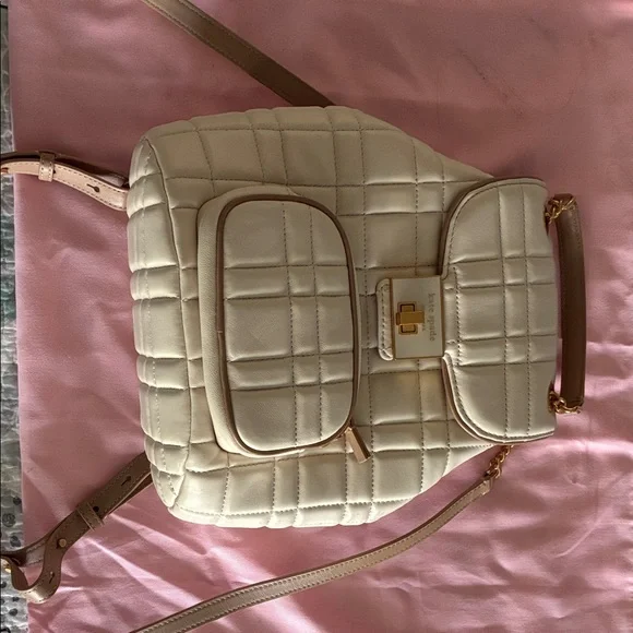 Kate Spade Cream Quilted Backpack On hand?? sure stocks aalis next week! Kate Spade Flower  main image 2